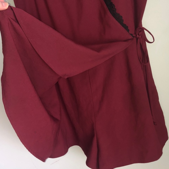 Burgundy Shoulder Detail Romper - Picture 7 of 7